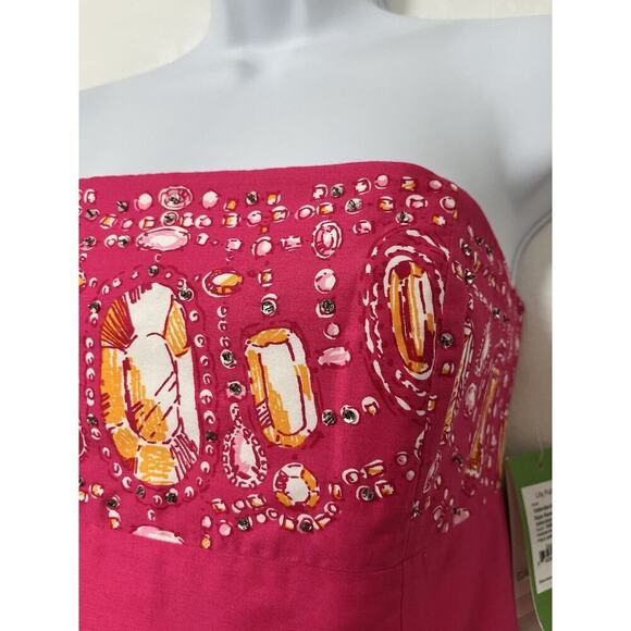 Lilly Pulitzer Fools Jewels Bowen Strapless Mini Dress‎ Size 4 Hot Pink NEW - Picture 5 of 10